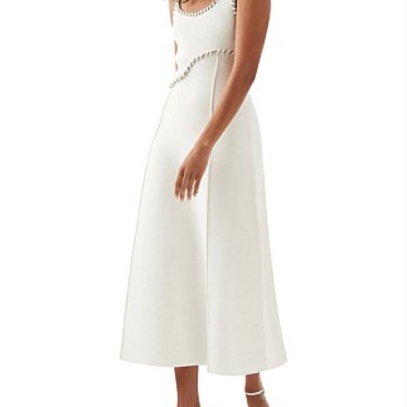 Aje Carve Abstract Knit Midi Dress - Ivory White NWT - Size M (US 6) - Picture 5 of 10
